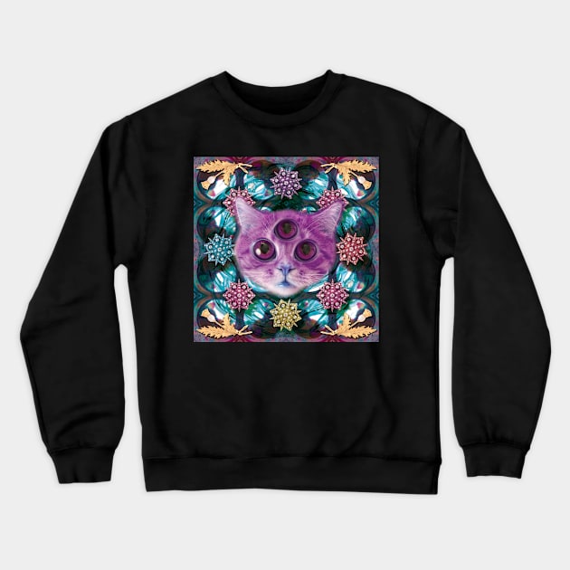 Psychic Cat sees into the dream land Crewneck Sweatshirt by STORMYMADE